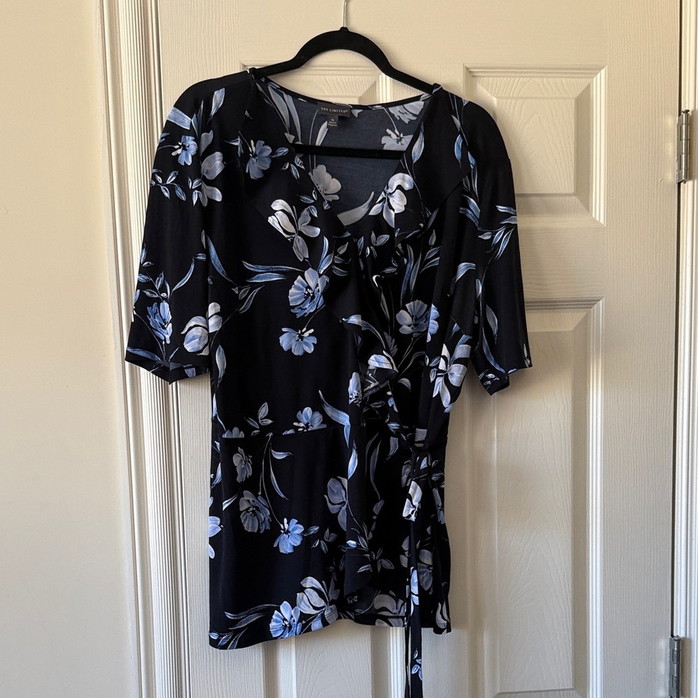The Limited Black and Blue Floral Blouse